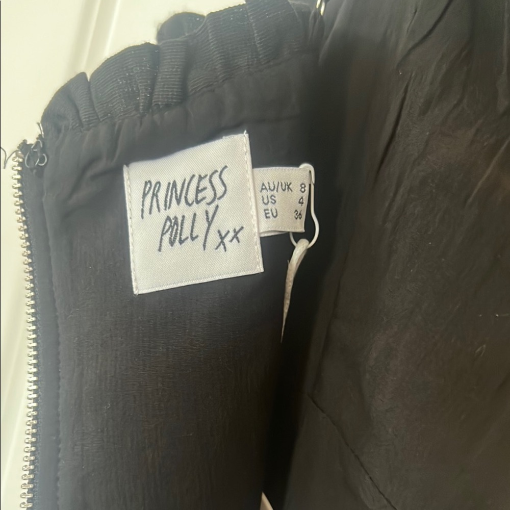 NWT- Princess Polly Black Spaghetti Strap Cotton/Poly Sheath Dress - Picture 5 of 9